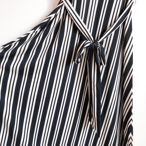 H&M sleeveless navy stripes stretch jersey midi dress Sz. M - Picture 4 of 4